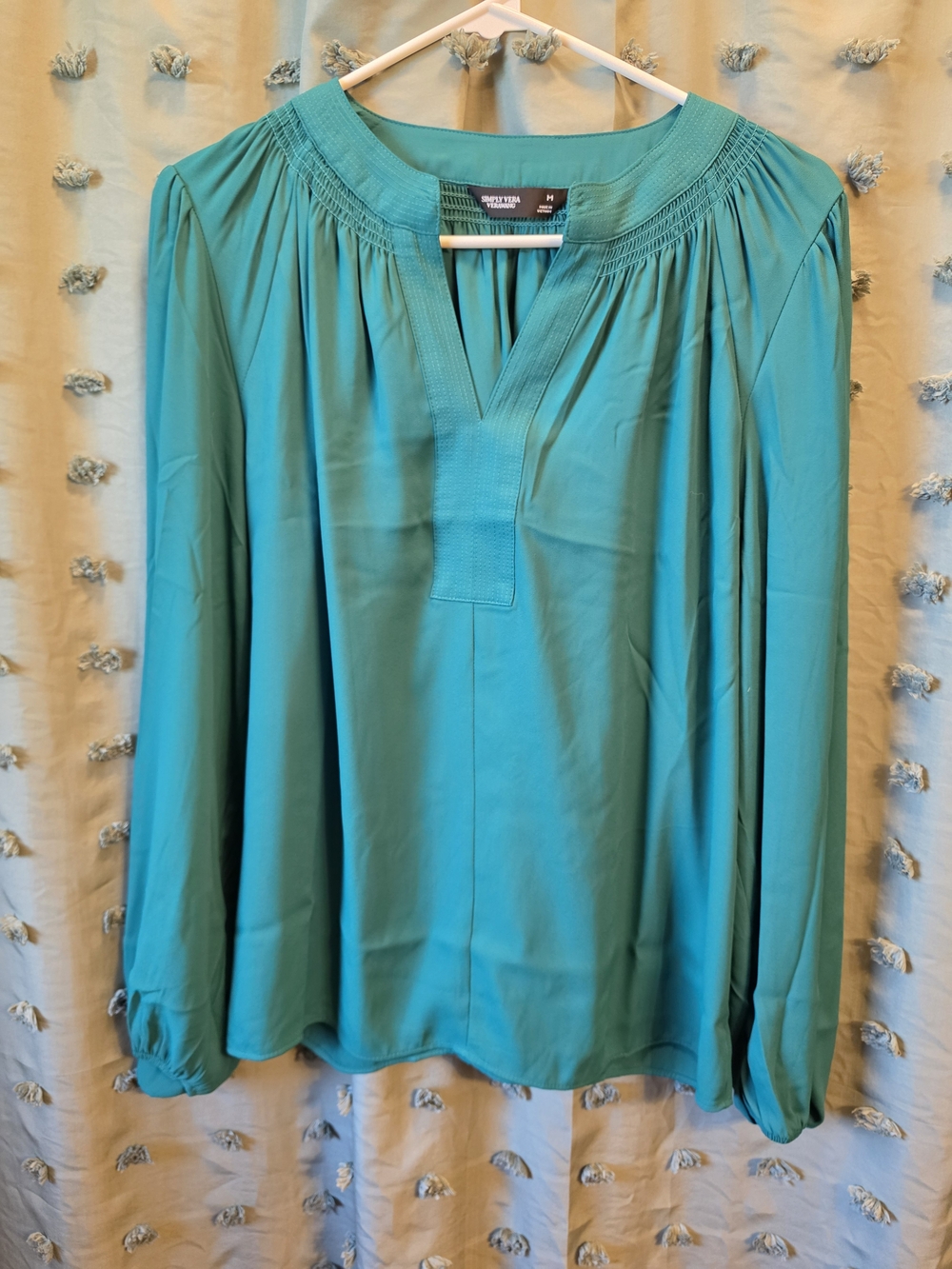 Simply Vera Vera Wang Kelly Green Long-Sleeve Peasant Blouse